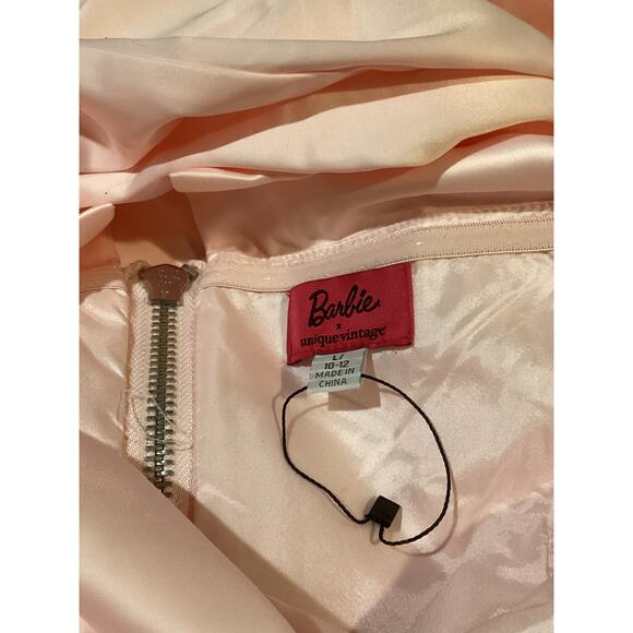 Unique Vintage Barbie Pink Satin Strapless Enchanted Evening Gown L NWOT - Picture 6 of 6